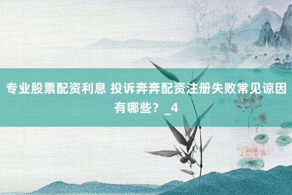 专业股票配资利息 投诉奔奔配资注册失败常见谅因有哪些？_4