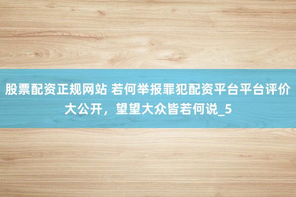 股票配资正规网站 若何举报罪犯配资平台平台评价大公开,望望大众皆若何说_5