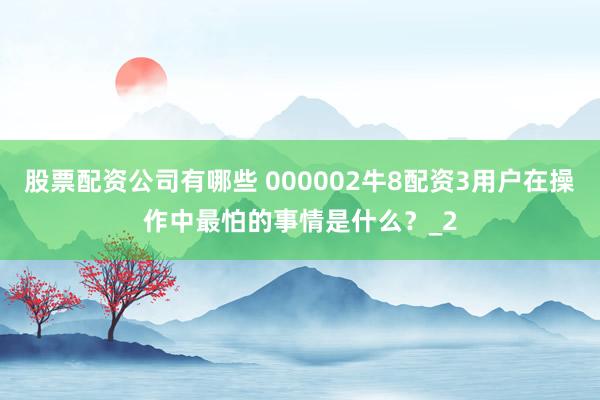股票配资公司有哪些 000002牛8配资3用户在操作中最怕的事情是什么？_2