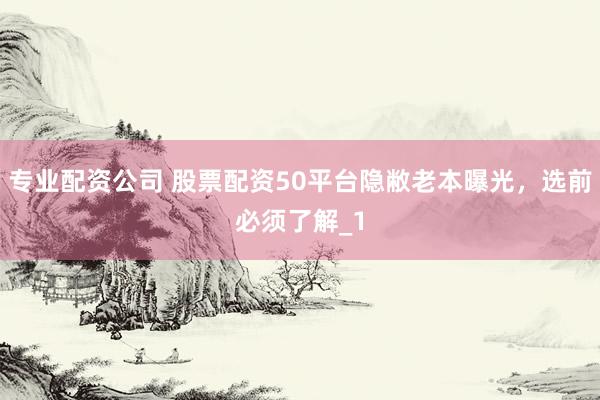 专业配资公司 股票配资50平台隐敝老本曝光，选前必须了解_1