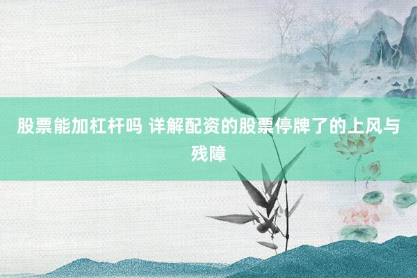股票能加杠杆吗 详解配资的股票停牌了的上风与残障
