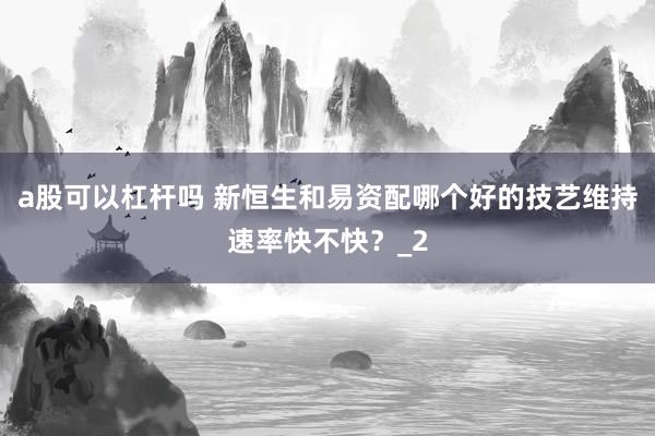 a股可以杠杆吗 新恒生和易资配哪个好的技艺维持速率快不快？_2
