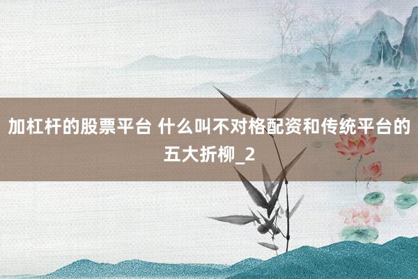 加杠杆的股票平台 什么叫不对格配资和传统平台的五大折柳_2