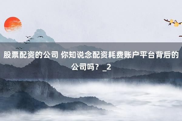股票配资的公司 你知说念配资耗费账户平台背后的公司吗？_2