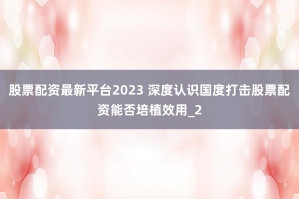 股票配资最新平台2023 深度认识国度打击股票配资能否培植效用_2