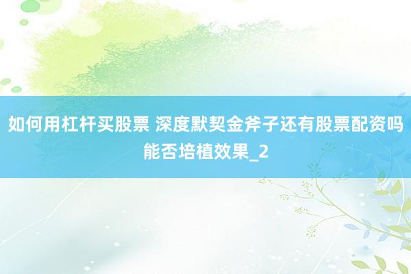 如何用杠杆买股票 深度默契金斧子还有股票配资吗能否培植效果_2